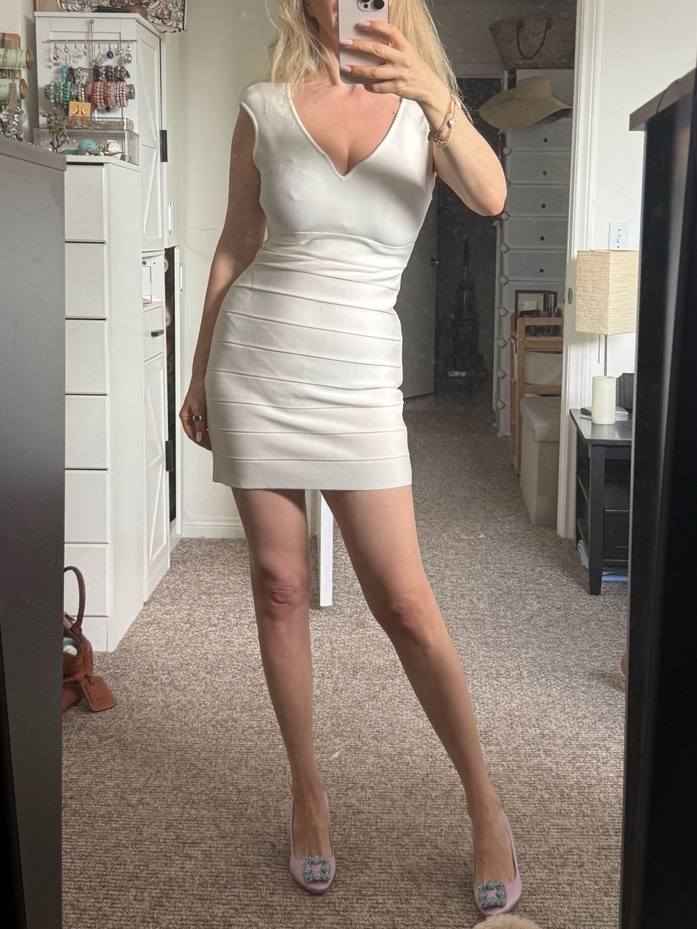HERVE LEGER SWEETHEART ICON BANDAGE MINI DRESS